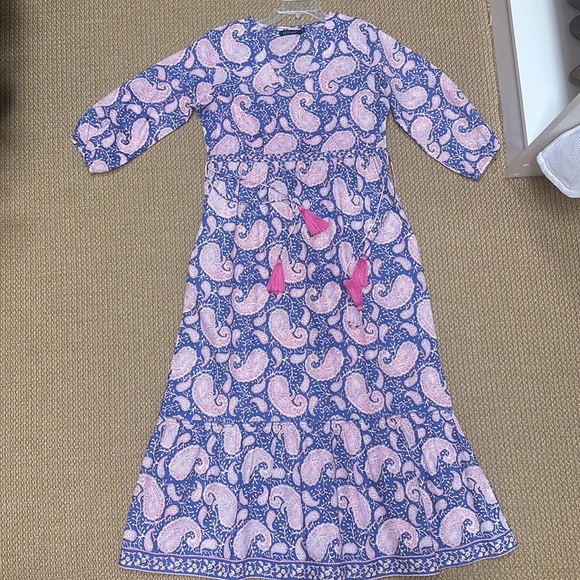La Plage Pink and Blue Paisley Maxi with pink tassels; XS - Picture 6 of 6